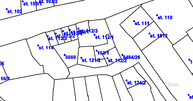 Parcela st. 153/1 v KÚ Kralovice u Rakovníka, Katastrální mapa
