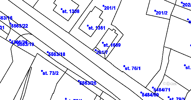 Parcela st. 201/7 v KÚ Kralovice u Rakovníka, Katastrální mapa