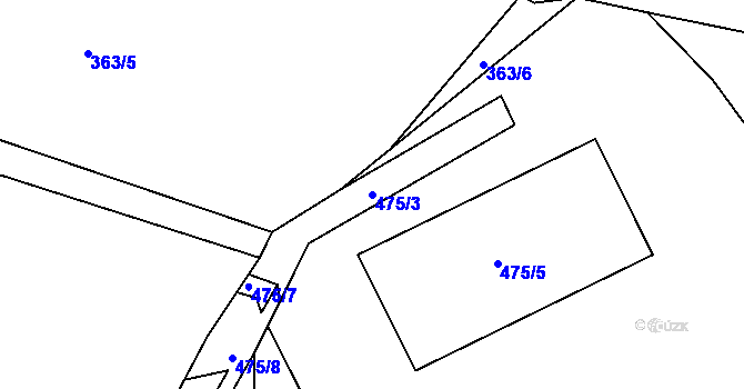 Parcela st. 475/3 v KÚ Kralovice u Rakovníka, Katastrální mapa