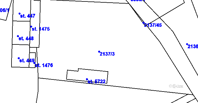 Parcela st. 2137/3 v KÚ Kralovice u Rakovníka, Katastrální mapa