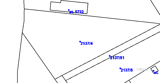 Parcela st. 2137/4 v KÚ Kralovice u Rakovníka, Katastrální mapa