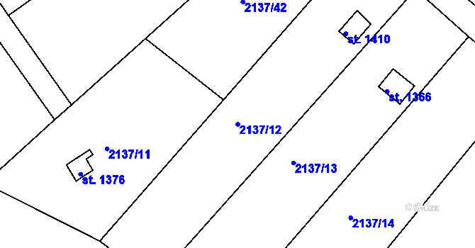 Parcela st. 2137/12 v KÚ Kralovice u Rakovníka, Katastrální mapa