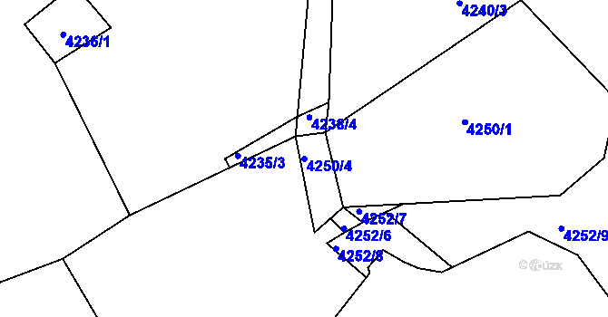 Parcela st. 4250/4 v KÚ Kralovice u Rakovníka, Katastrální mapa