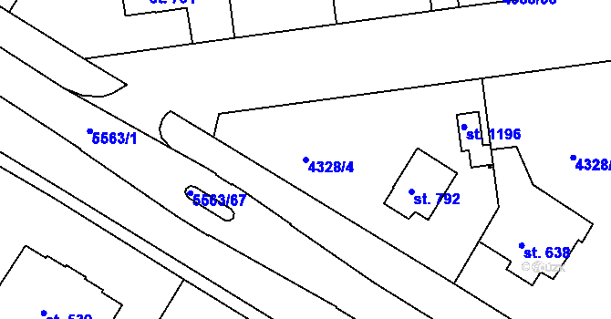 Parcela st. 4328/4 v KÚ Kralovice u Rakovníka, Katastrální mapa