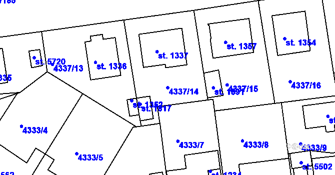 Parcela st. 4337/14 v KÚ Kralovice u Rakovníka, Katastrální mapa