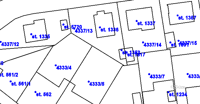Parcela st. 4337/33 v KÚ Kralovice u Rakovníka, Katastrální mapa