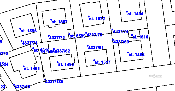 Parcela st. 4337/61 v KÚ Kralovice u Rakovníka, Katastrální mapa