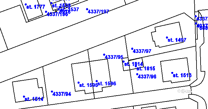 Parcela st. 4337/95 v KÚ Kralovice u Rakovníka, Katastrální mapa