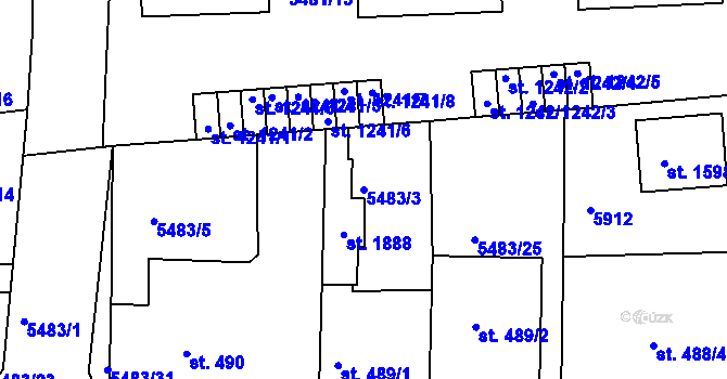 Parcela st. 5483/3 v KÚ Kralovice u Rakovníka, Katastrální mapa