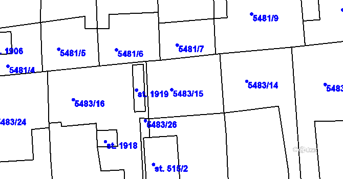 Parcela st. 5483/15 v KÚ Kralovice u Rakovníka, Katastrální mapa