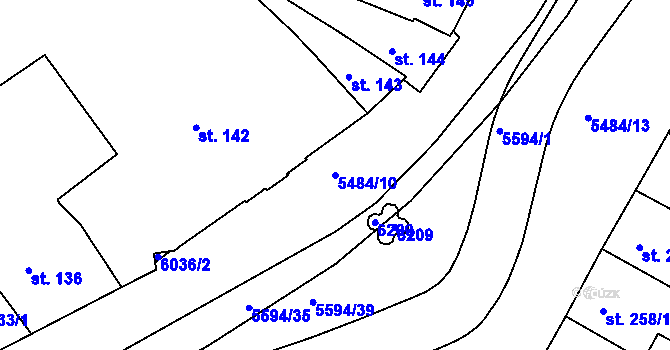 Parcela st. 5484/10 v KÚ Kralovice u Rakovníka, Katastrální mapa