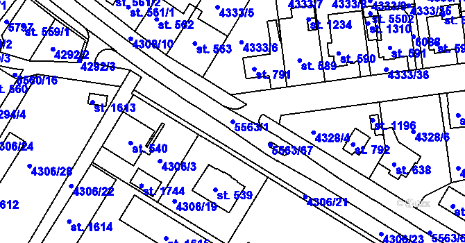 Parcela st. 5563/1 v KÚ Kralovice u Rakovníka, Katastrální mapa