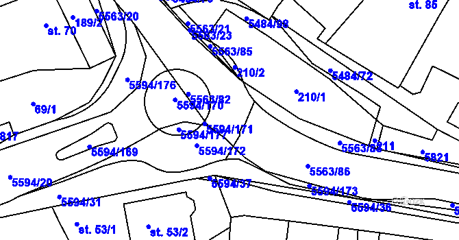 Parcela st. 5563/4 v KÚ Kralovice u Rakovníka, Katastrální mapa