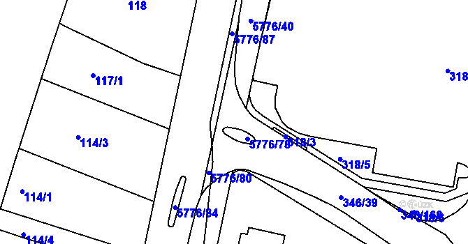 Parcela st. 5776/54 v KÚ Kralovice u Rakovníka, Katastrální mapa