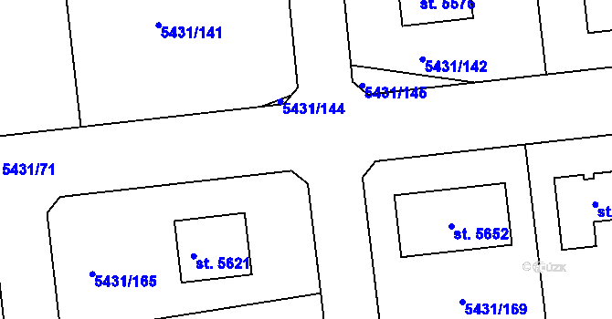 Parcela st. 5431/72 v KÚ Kralovice u Rakovníka, Katastrální mapa