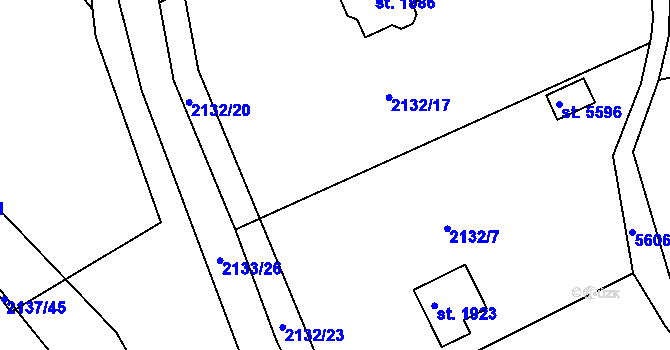 Parcela st. 2132/21 v KÚ Kralovice u Rakovníka, Katastrální mapa