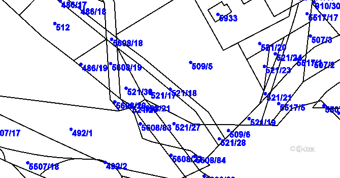 Parcela st. 521/18 v KÚ Kralovice u Rakovníka, Katastrální mapa