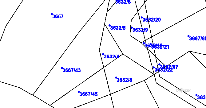 Parcela st. 3632/4 v KÚ Kralovice u Rakovníka, Katastrální mapa