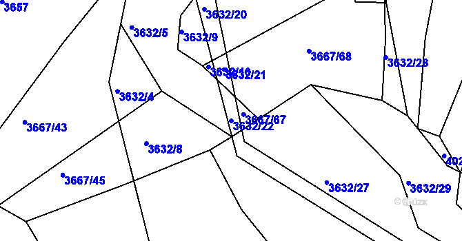 Parcela st. 3632/22 v KÚ Kralovice u Rakovníka, Katastrální mapa