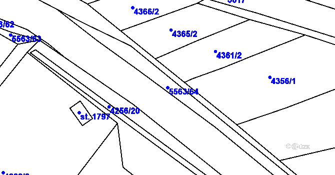 Parcela st. 5563/64 v KÚ Kralovice u Rakovníka, Katastrální mapa