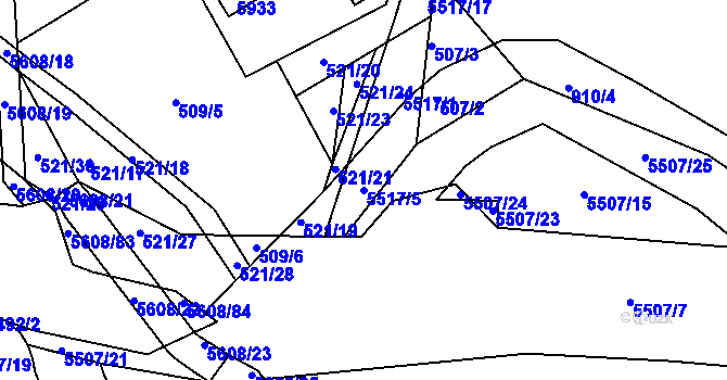 Parcela st. 5517/5 v KÚ Kralovice u Rakovníka, Katastrální mapa