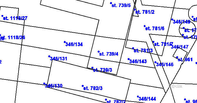 Parcela st. 739/4 v KÚ Kralovice u Rakovníka, Katastrální mapa