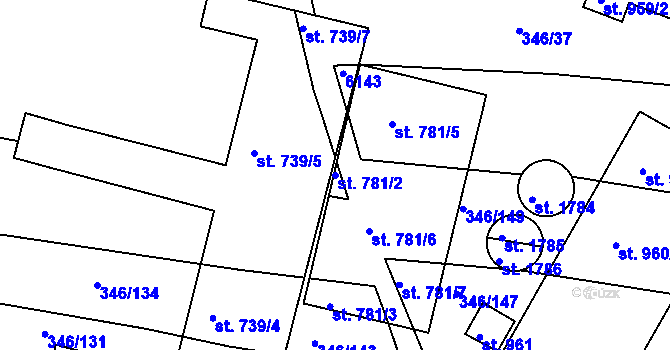 Parcela st. 781/2 v KÚ Kralovice u Rakovníka, Katastrální mapa