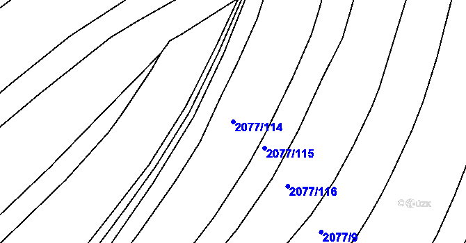 Parcela st. 2077/114 v KÚ Kralovice u Rakovníka, Katastrální mapa