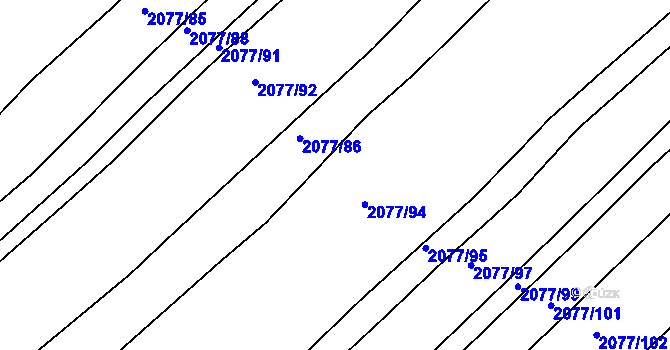 Parcela st. 2077/87 v KÚ Kralovice u Rakovníka, Katastrální mapa