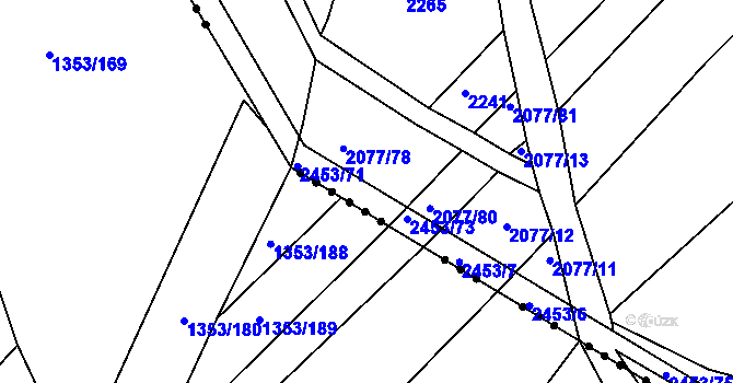 Parcela st. 2453/72 v KÚ Kralovice u Rakovníka, Katastrální mapa