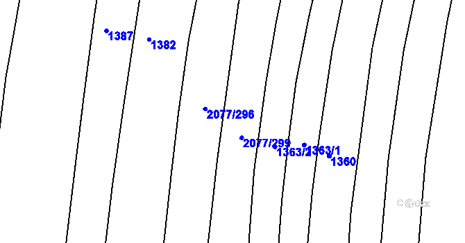 Parcela st. 2077/298 v KÚ Kralovice u Rakovníka, Katastrální mapa