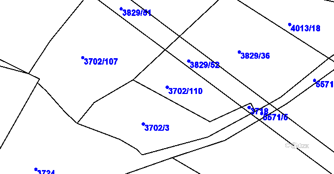 Parcela st. 3702/110 v KÚ Kralovice u Rakovníka, Katastrální mapa
