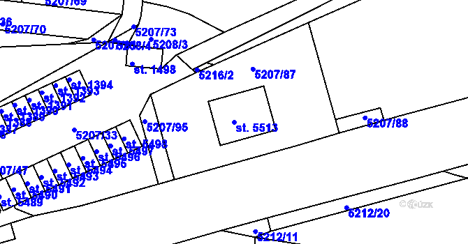 Parcela st. 5513 v KÚ Kralovice u Rakovníka, Katastrální mapa