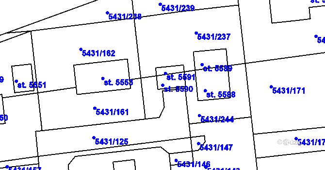Parcela st. 5590 v KÚ Kralovice u Rakovníka, Katastrální mapa