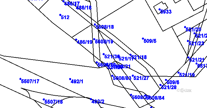 Parcela st. 521/30 v KÚ Kralovice u Rakovníka, Katastrální mapa