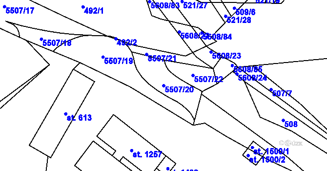 Parcela st. 5507/20 v KÚ Kralovice u Rakovníka, Katastrální mapa