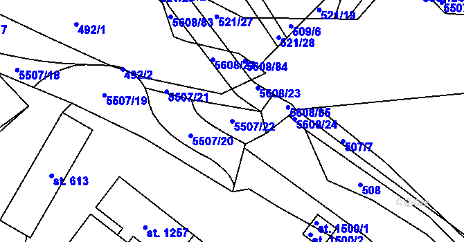 Parcela st. 5507/22 v KÚ Kralovice u Rakovníka, Katastrální mapa