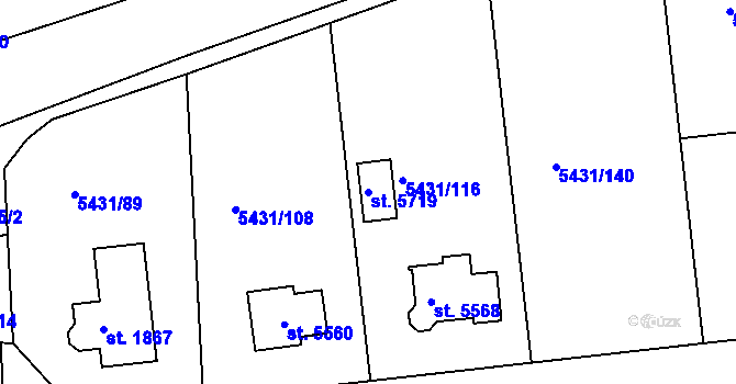 Parcela st. 5719 v KÚ Kralovice u Rakovníka, Katastrální mapa