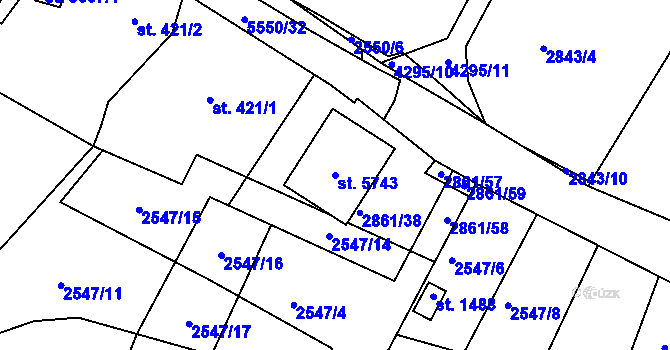 Parcela st. 5743 v KÚ Kralovice u Rakovníka, Katastrální mapa