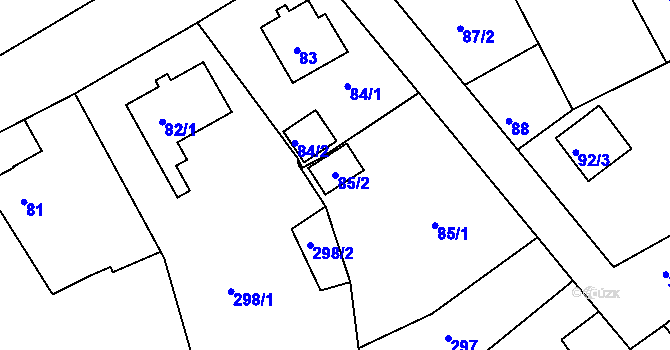 Parcela st. 85/2 v KÚ Královské Poříčí, Katastrální mapa