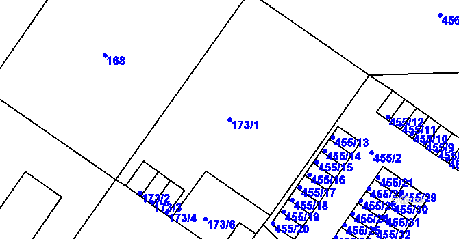 Parcela st. 173/1 v KÚ Královské Poříčí, Katastrální mapa