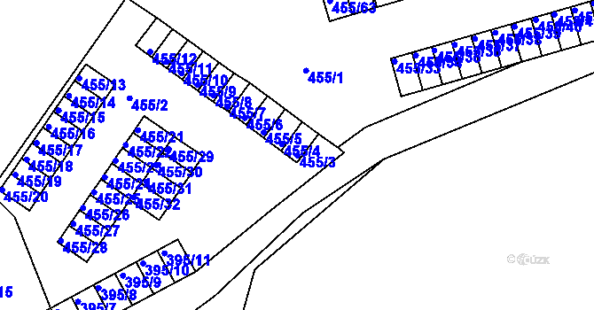 Parcela st. 455/3 v KÚ Královské Poříčí, Katastrální mapa