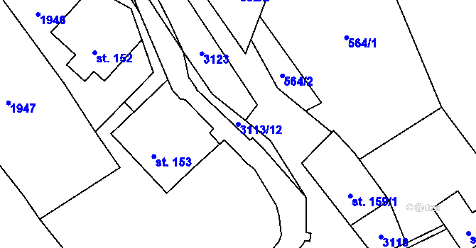 Parcela st. 3113/12 v KÚ Království, Katastrální mapa