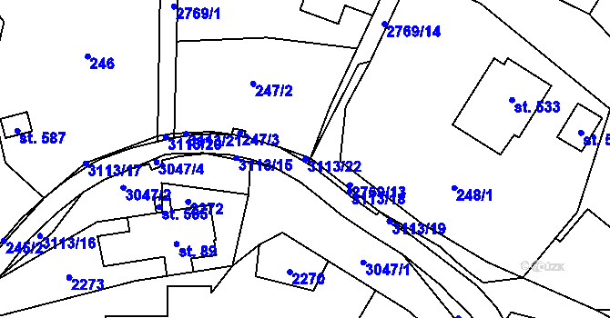 Parcela st. 3113/22 v KÚ Království, Katastrální mapa