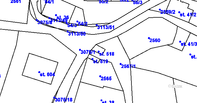 Parcela st. 518 v KÚ Království, Katastrální mapa