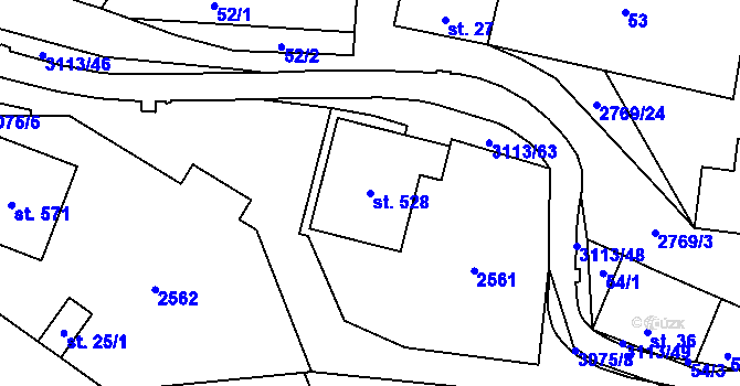 Parcela st. 528 v KÚ Království, Katastrální mapa