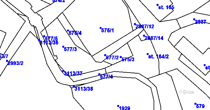 Parcela st. 577/2 v KÚ Království, Katastrální mapa