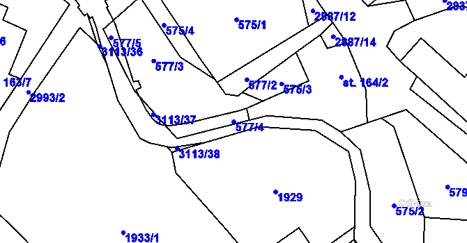 Parcela st. 577/4 v KÚ Království, Katastrální mapa