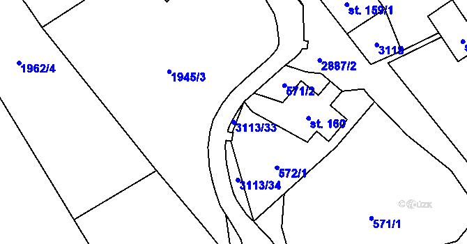 Parcela st. 3113/33 v KÚ Království, Katastrální mapa