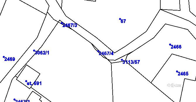 Parcela st. 2467/4 v KÚ Království, Katastrální mapa